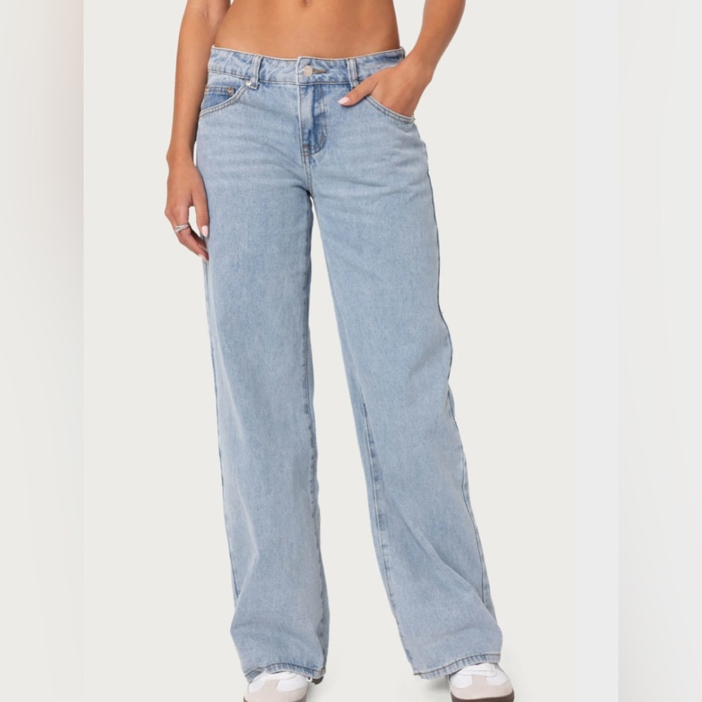 Edikted Light Blue Flare & Wide Leg Jeans - Picture 4 of 4